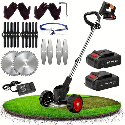 20V Cordless Grass Trimmer & Edger, 2 Batteries Included, 3-in-1 Lawn Care Tool for Weed Wacking, Lawn Mowing