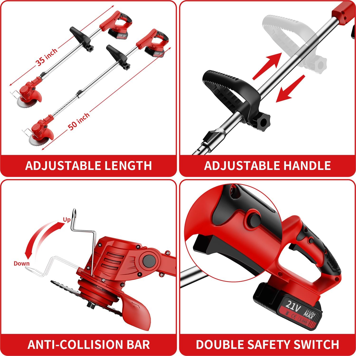 20V Cordless Grass Trimmer  Edger 2 Batteries Included 3in1 Lawn Care Tool For Weed Wacking Lawn Mo 3