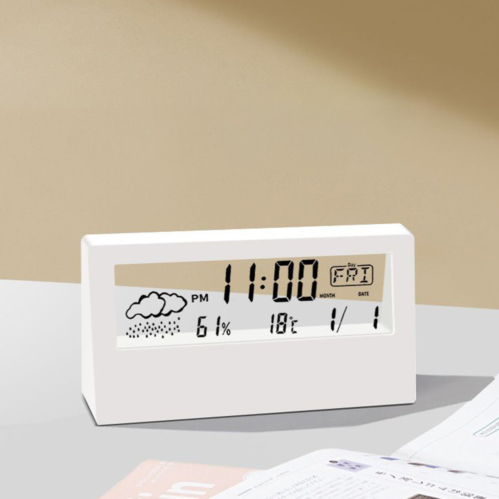 Creative Weather Station Alarm Clock, Multi-Functional Thermo-Hygrometer with Large Display, Perfect for Home, Office