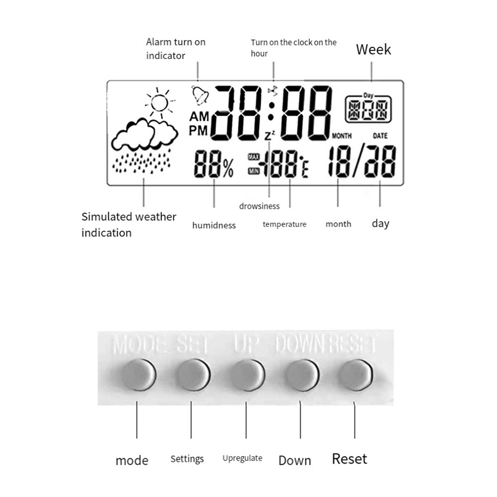 Creative Weather Station Alarm Clock MultiFunctional ThermoHygrometer With Large Display Perfect Fo 4