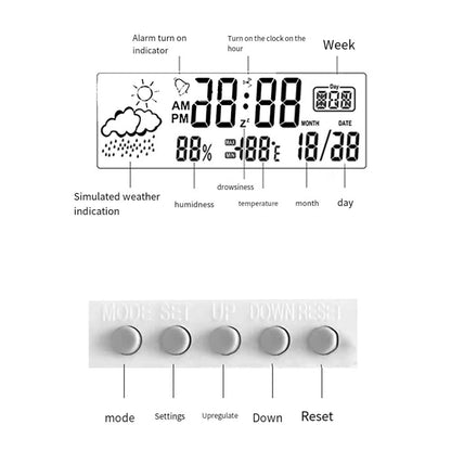 Creative Weather Station Alarm Clock MultiFunctional ThermoHygrometer With Large Display Perfect Fo 4