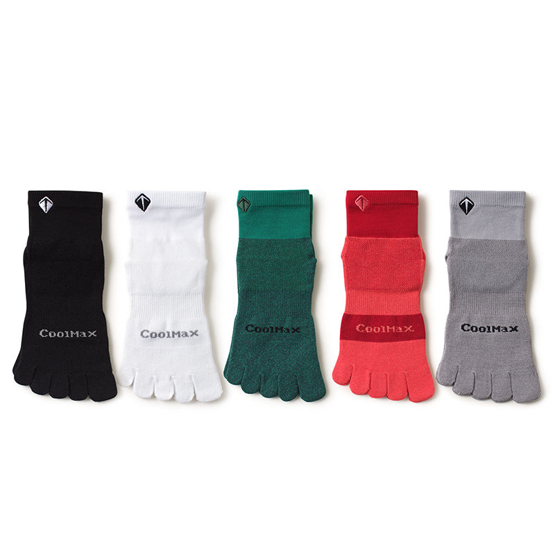 5 Pairs Mens High Elasticity Socks, Soft Cotton Breathable Women Fitness Socks, Outdoor Split Toe Sweat Wicking Running