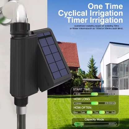 Tuya Smart WiFi Watering Timer, Solar-Powered Sprinkler & Drip Irrigation System with Built-in Water Flow Recorder