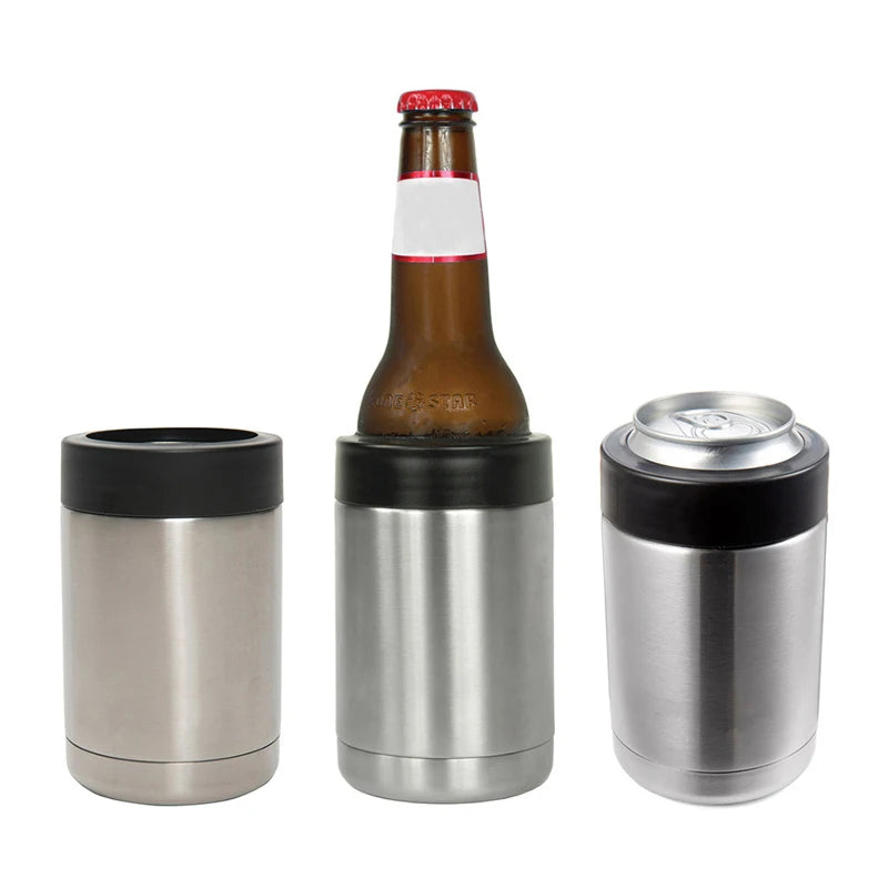 Stainless Steel Beer Bottle Cooler, Double Wall Vacuum Insulated Cold Keeper Can/Bottle Holder, Durable Drink & Bar