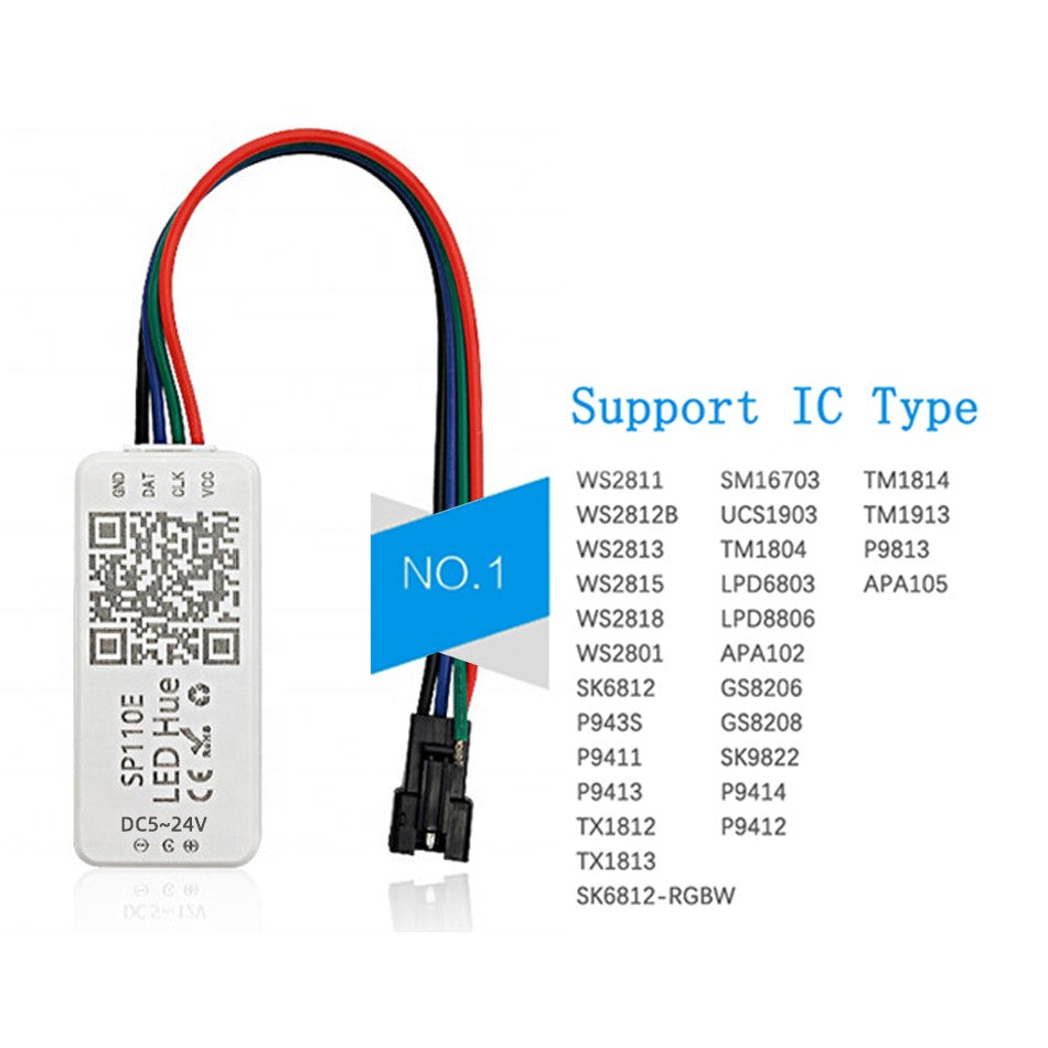 Bluetooth RGB Controller Smart APP Pixel, SPI Addressable LED Strip