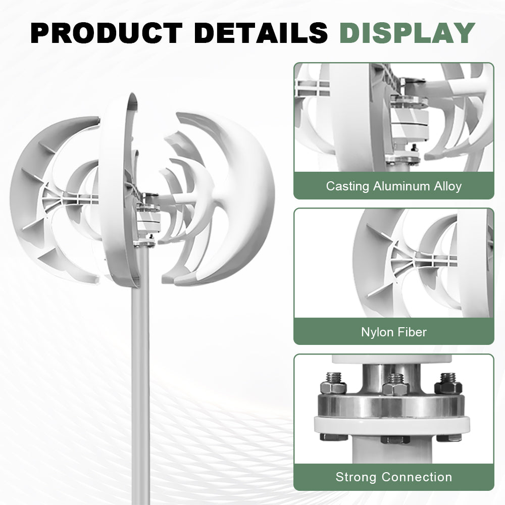 5000W Vertical Wind Turbine Generator Small Windmill Free Energy For Household Farm MPPT Controller 1