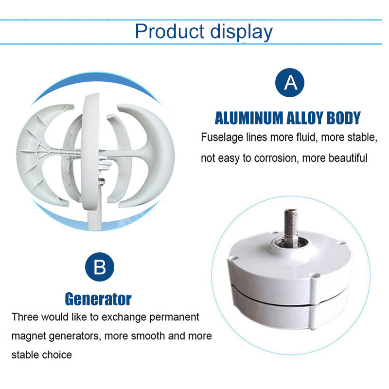 5000W Vertical Wind Turbine Generator Small Windmill Free Energy For Household Farm MPPT Controller 2