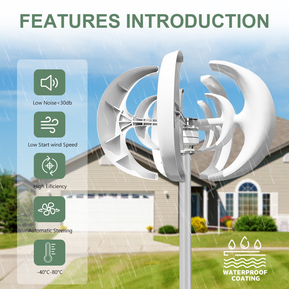 5000W Vertical Wind Turbine Generator Small Windmill Free Energy For Household Farm MPPT Controller 4