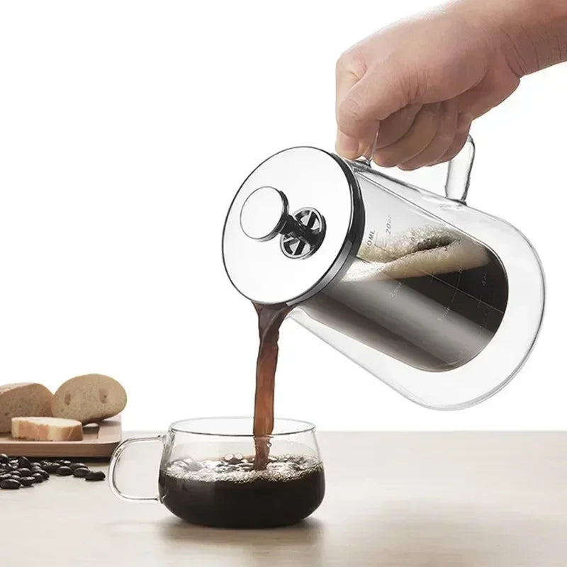 Premium High Borosilicate Glass French Press Coffee Pot DoubleLayer Insulated Filter Pot Stylish Sh 1