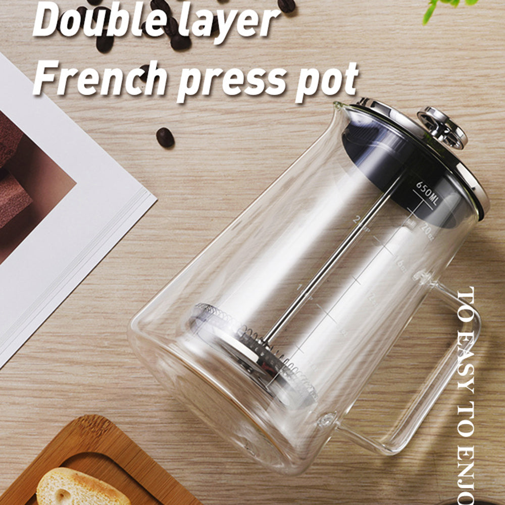 Premium High Borosilicate Glass French Press Coffee Pot DoubleLayer Insulated Filter Pot Stylish Sh 3