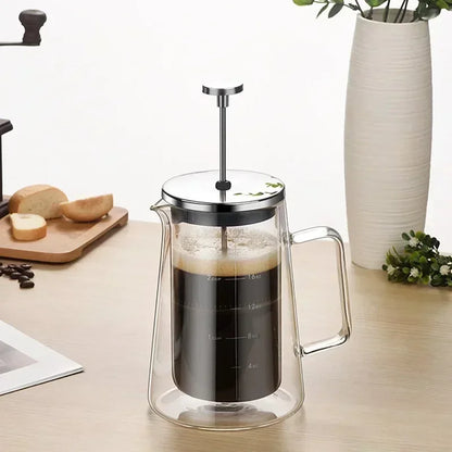 Premium High Borosilicate Glass French Press Coffee Pot DoubleLayer Insulated Filter Pot Stylish Sh 2