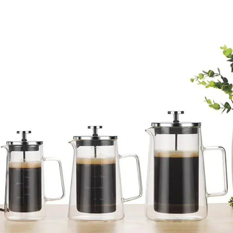 Premium High Borosilicate Glass French Press Coffee Pot DoubleLayer Insulated Filter Pot Stylish Sh 4