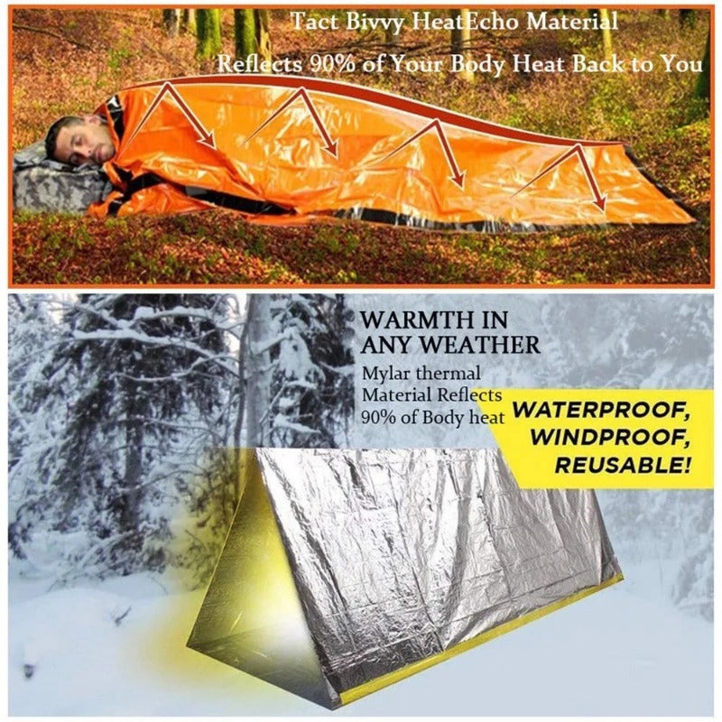 Outdoor EDC Camping Gear Portable Waterproof Emergency Survival Sleeping Bag, Thermal Sack First Aid Rescue Kit