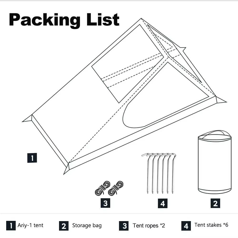 Ultralight 1Person Backpacking Tent  Quick Setup Airy Mesh Shelter With Mosquito Protection For Cam 4