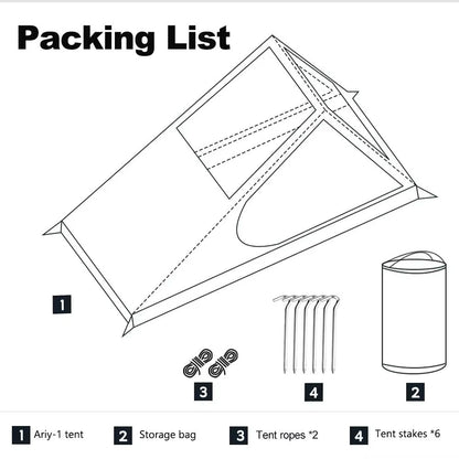 Ultralight 1Person Backpacking Tent  Quick Setup Airy Mesh Shelter With Mosquito Protection For Cam 4