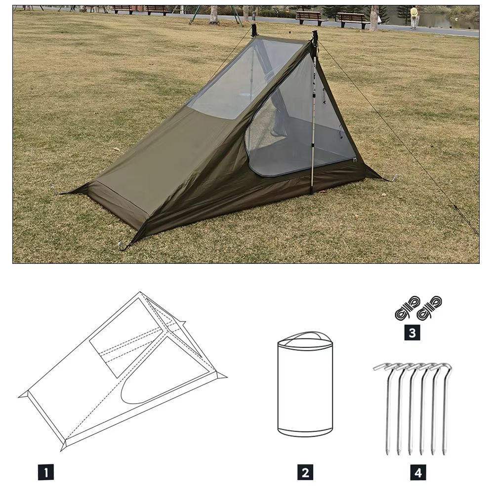 Ultralight 1Person Backpacking Tent  Quick Setup Airy Mesh Shelter With Mosquito Protection For Cam 6