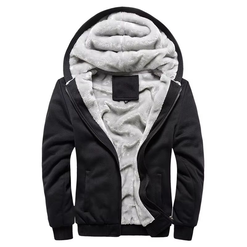 Men's Winter Fleece Hoodie Jacket – Thick Warm Zipper Sweatshirt Coat for Casual Wear & Sports