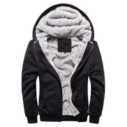 Men's Winter Fleece Hoodie Jacket – Thick Warm Zipper Sweatshirt Coat for Casual Wear & Sports