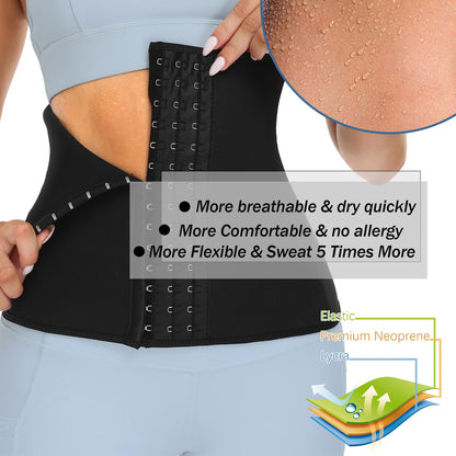 Women Men Breathable Neoprene Waist Trainer Belt Tummy Control Workout Waist Cincher Sauna Sweat Gi 3