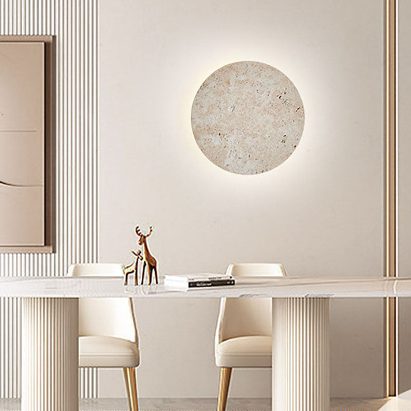 Round Natural Stone Wall Lamp Bedside Dining Room Art Decor Sconce Lighting 3000K Modern Atmosphere 3