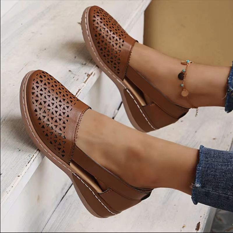 Womens Retro Mary Jane Summer Sandals  Comfy Flat Round Toe Shoes With Button Strap Plus Size 43 2