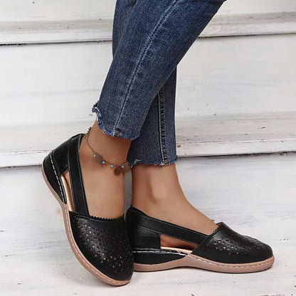 Womens Retro Mary Jane Summer Sandals  Comfy Flat Round Toe Shoes With Button Strap Plus Size 43 5