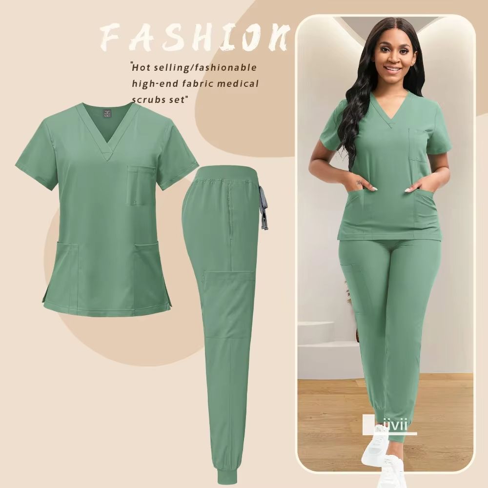 Medical Nurse Uniform Two Piece Scrubs Set For Women And Men Hospital Clinical Spa Dental Workwear 5