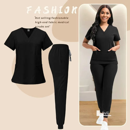 Medical Nurse Uniform Two Piece Scrubs Set For Women And Men Hospital Clinical Spa Dental Workwear 12