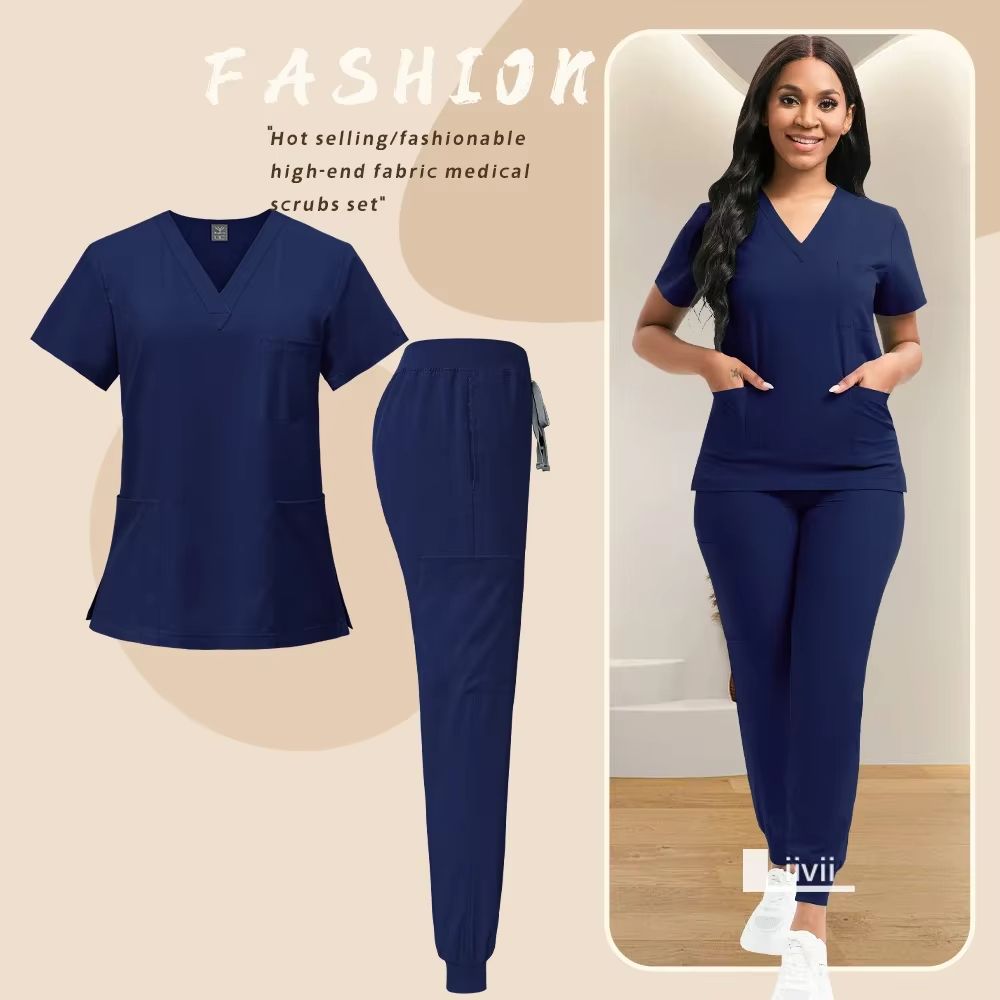 Medical Nurse Uniform Two Piece Scrubs Set For Women And Men Hospital Clinical Spa Dental Workwear 14