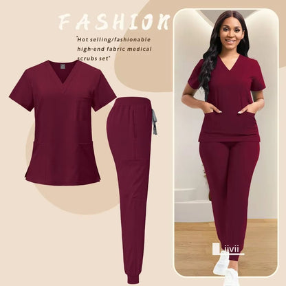Medical Nurse Uniform Two Piece Scrubs Set For Women And Men Hospital Clinical Spa Dental Workwear 8