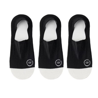 Mens Invisible Socks 3 Pairs Breathable Thin Boat Socks Comfortable Mesh Low Cut Casual Sox 11