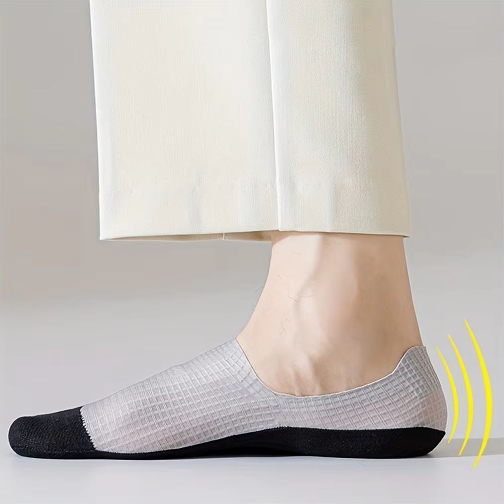 Mens Invisible Socks 3 Pairs Breathable Thin Boat Socks Comfortable Mesh Low Cut Casual Sox 3