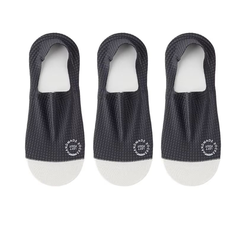 Mens Invisible Socks 3 Pairs Breathable Thin Boat Socks Comfortable Mesh Low Cut Casual Sox 16