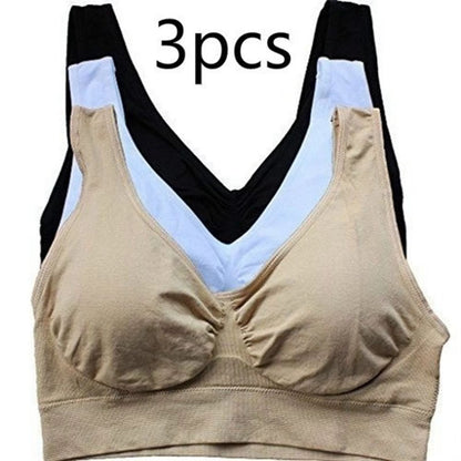 3 Pack Women's Seamless Wireless Bra Crop Top Sleep Bra Yoga Sports Bra Comfortable Push Up Underwear