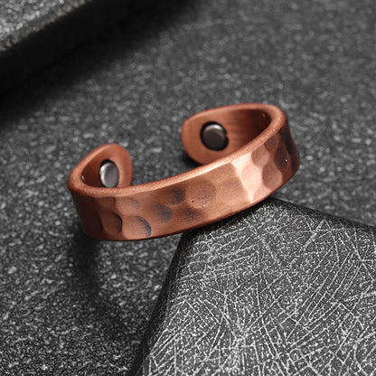 Fashionable Concave & Convex Magnetic Red Copper Opening Adjustable Ring Jewelry High Quality Unique Ring for Men, Women