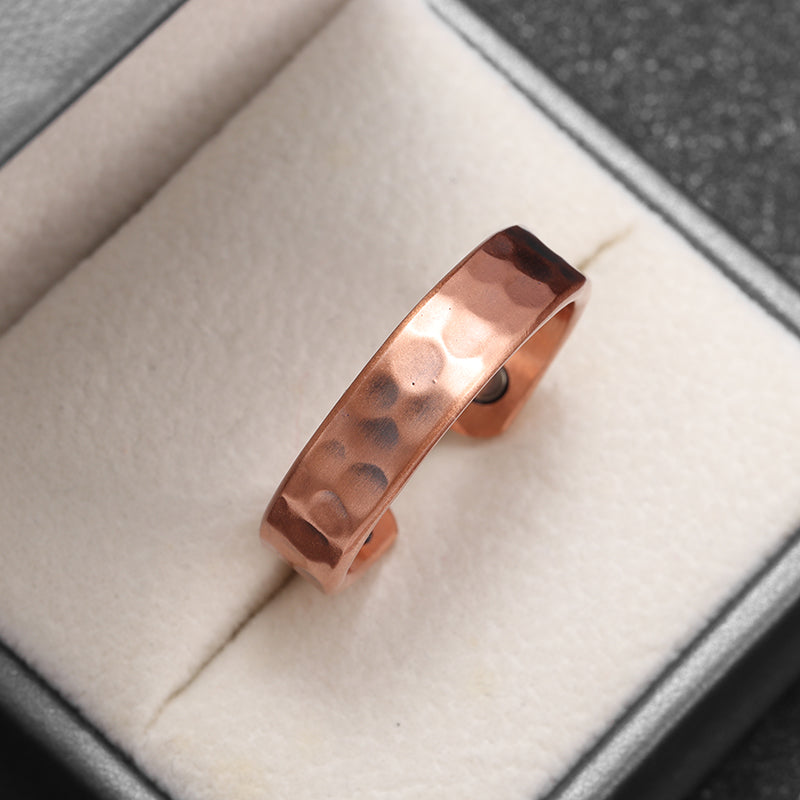 Fashionable Concave & Convex Magnetic Red Copper Opening Adjustable Ring Jewelry High Quality Unique Ring for Men, Women