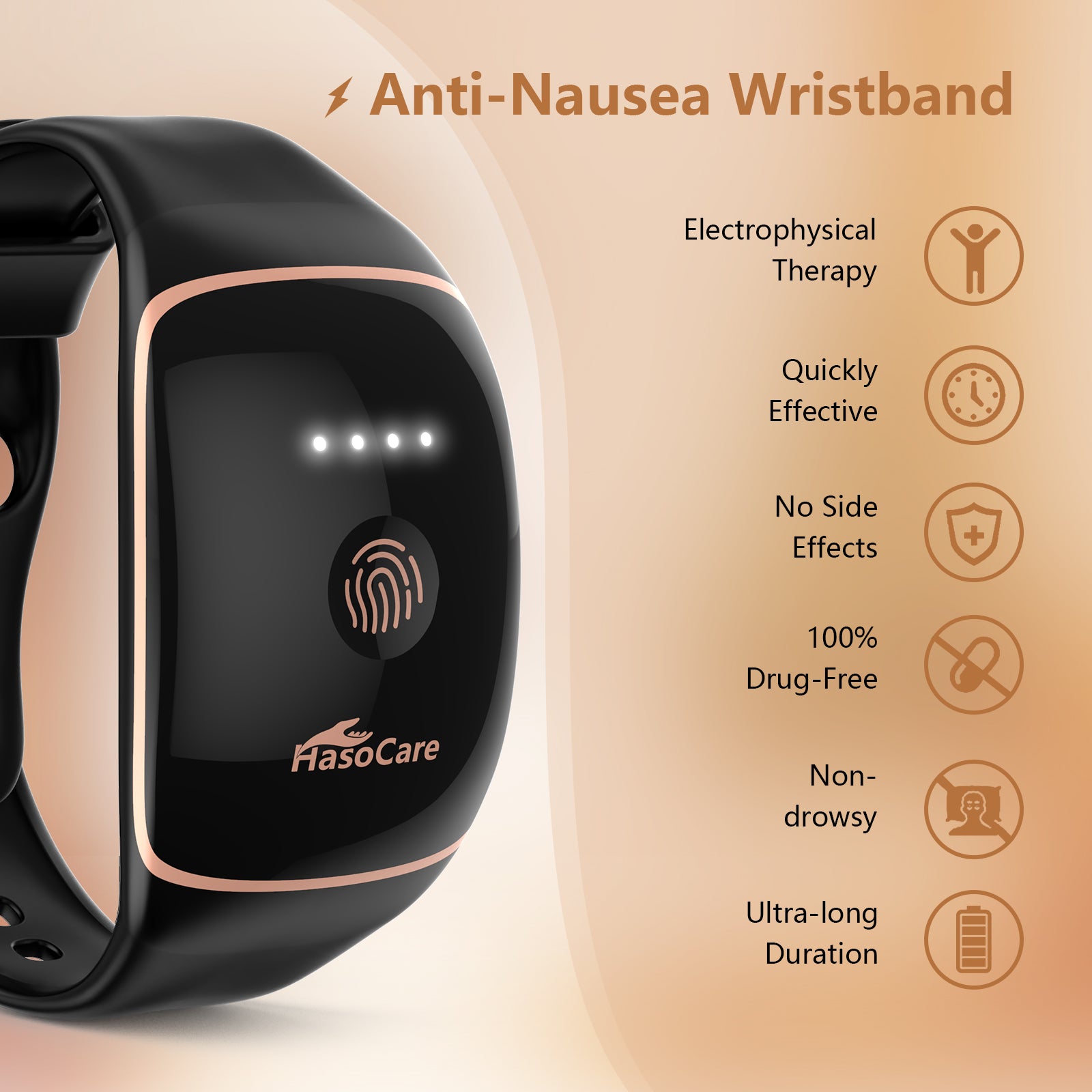Hasocare Anti-Nausea Wristband, Motion Sickness Relief Bands for Travel, Car, Boat, Acupressure Bracelet for Nausea