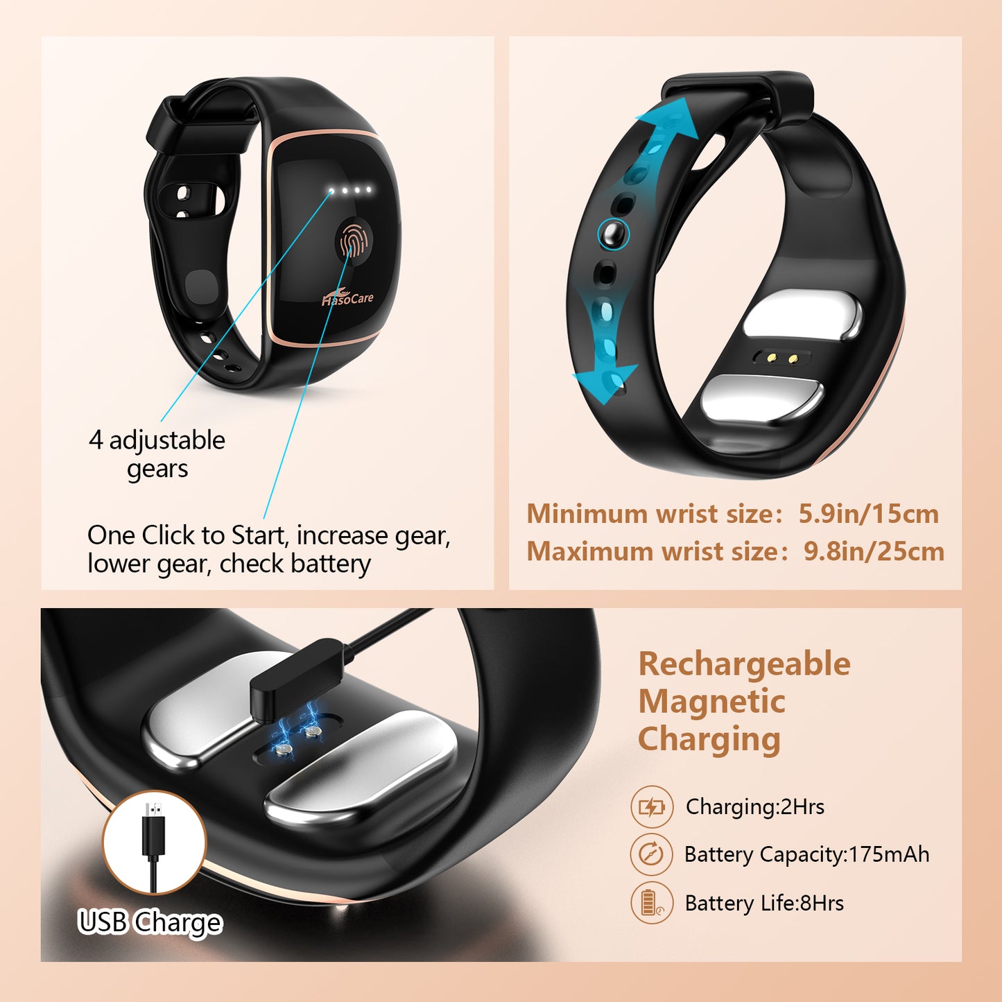 Hasocare Anti-Nausea Wristband, Motion Sickness Relief Bands for Travel, Car, Boat, Acupressure Bracelet for Nausea