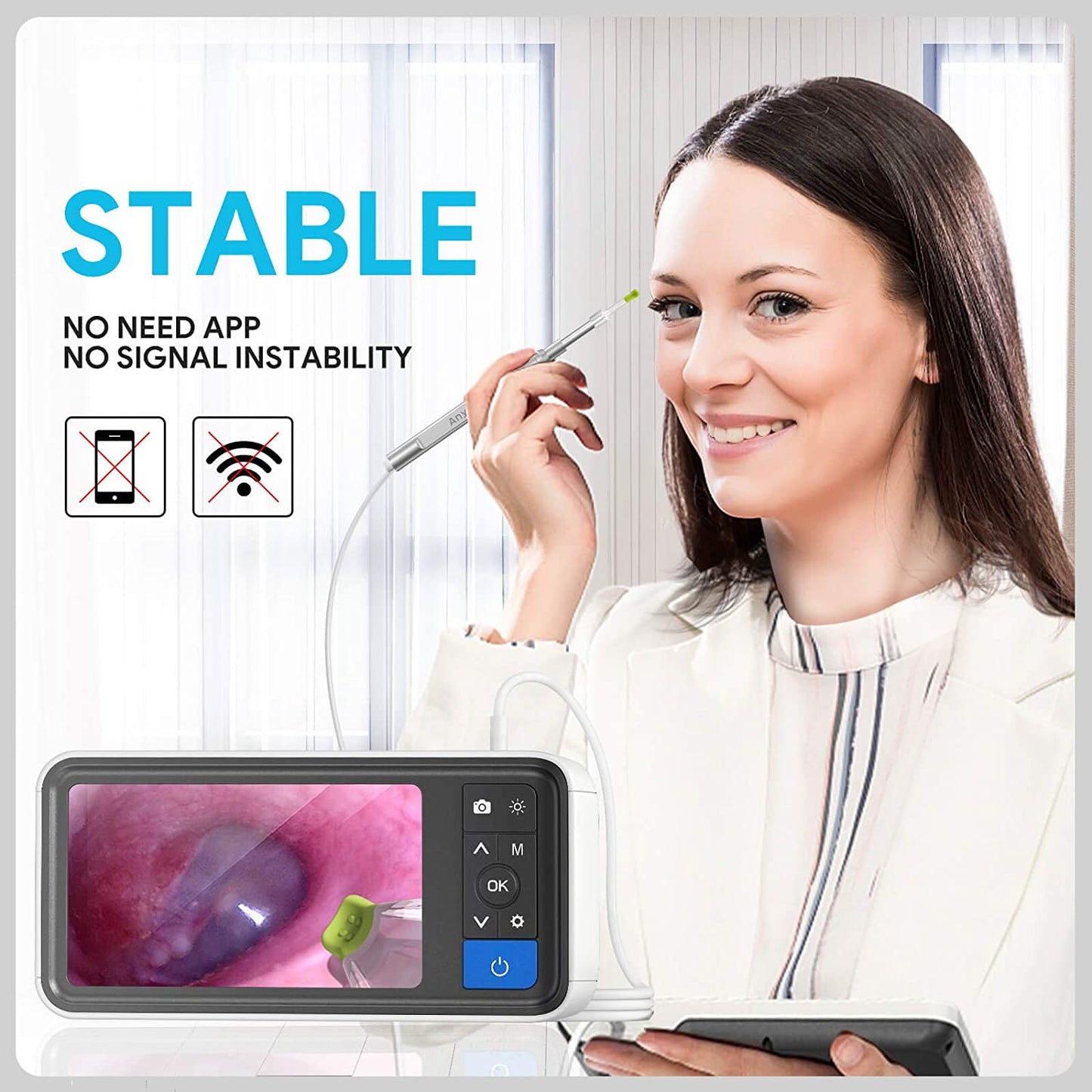 Ear Camera Otoscope with 4.5 Inches Screen, 3.9mm Digital Probe with 6 LED Lights, 32GB Card, Ear Wax Removal Tool Kit