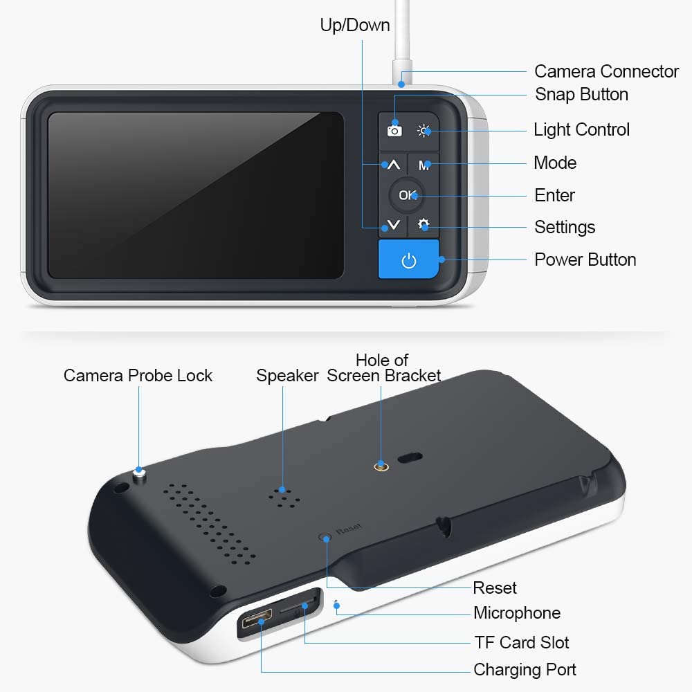 Ear Camera Otoscope with 4.5 Inches Screen, 3.9mm Digital Probe with 6 LED Lights, 32GB Card, Ear Wax Removal Tool Kit