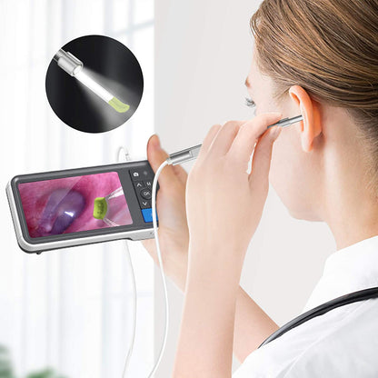 Ear Camera Otoscope with 4.5 Inches Screen, 3.9mm Digital Probe with 6 LED Lights, 32GB Card, Ear Wax Removal Tool Kit