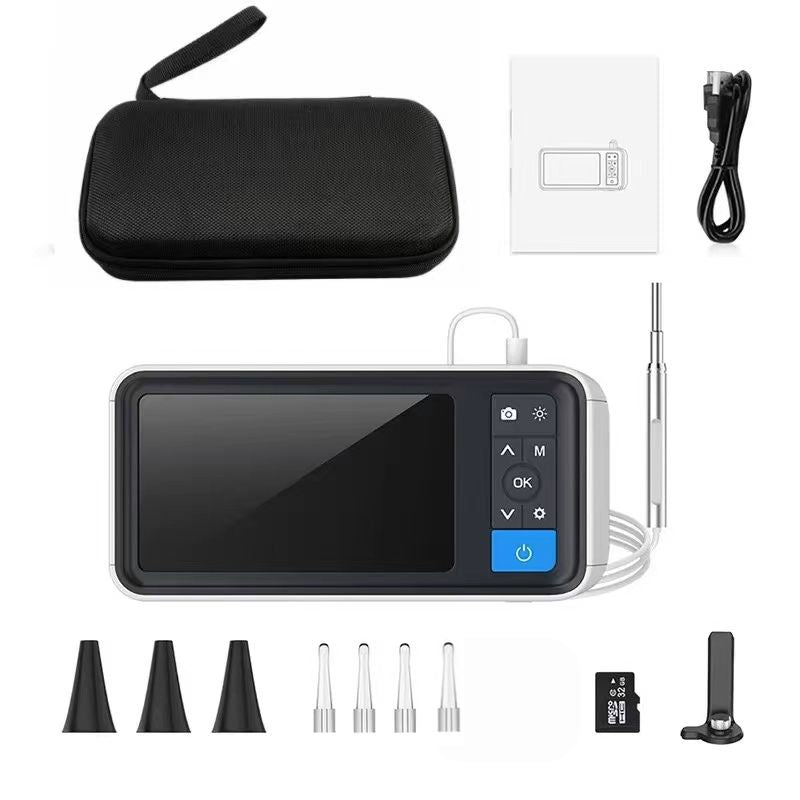 Ear Camera Otoscope with 4.5 Inches Screen, 3.9mm Digital Probe with 6 LED Lights, 32GB Card, Ear Wax Removal Tool Kit