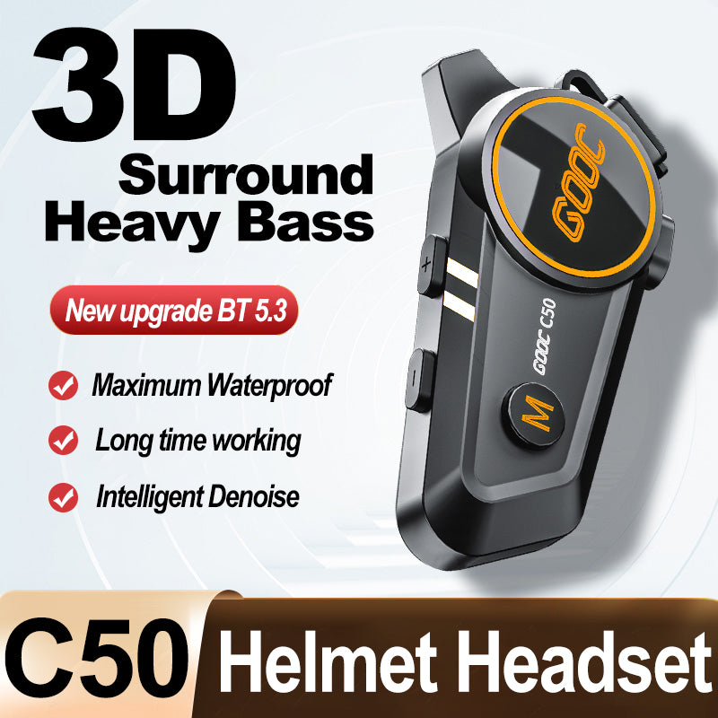 3D Surround Heavy Bass Motorcycle Helmet Headset Stereo Bluetooth HandsFree Calls IPX7 Waterproof   2