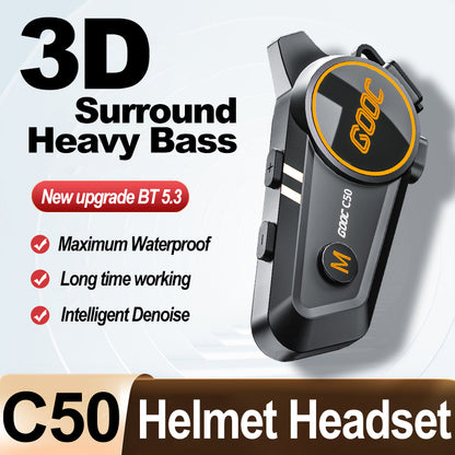 3D Surround Heavy Bass Motorcycle Helmet Headset Stereo Bluetooth HandsFree Calls IPX7 Waterproof   2