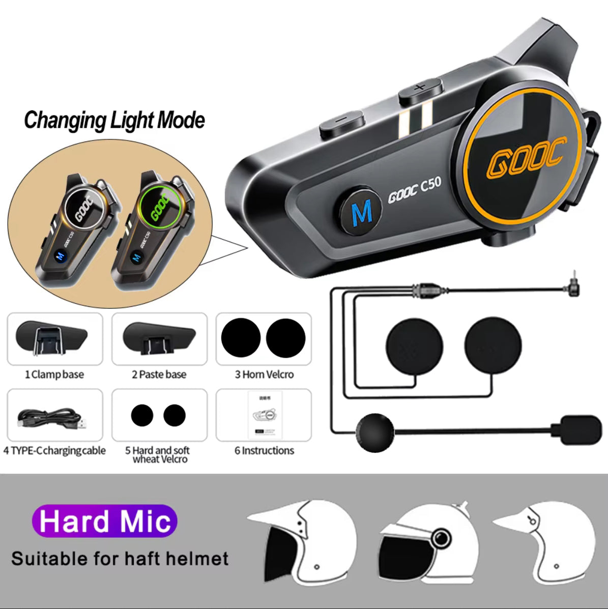 3D Surround Heavy Bass Motorcycle Helmet Headset Stereo Bluetooth HandsFree Calls IPX7 Waterproof   6
