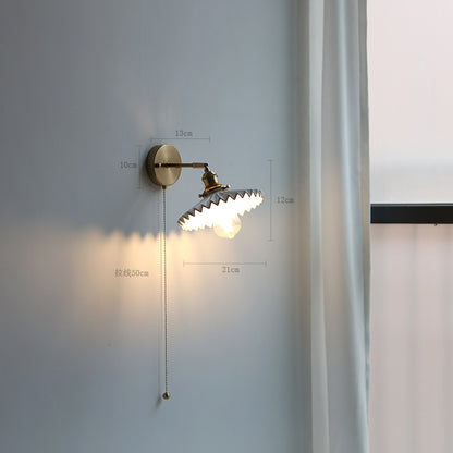 Ceramic Copper Arm Wall Lamp, Beside Pull Chain Switch for Bedroom Bathroom Stair, Japan Style Nordic Modern Wandlamp