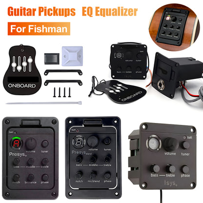Plastic Guitar Pickup with Tuner, Fishman Presys Blend Preamp EQ, Soundhole EQ, Equalizer for Acoustic Guitars