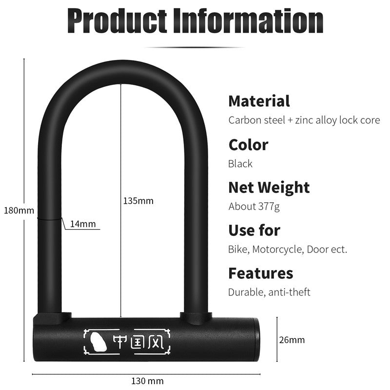 WEST BIKING AntiTheft Bicycle U Lock For MTB  Road Bikes Cycling Steel Security ULocks Durable Bike 5