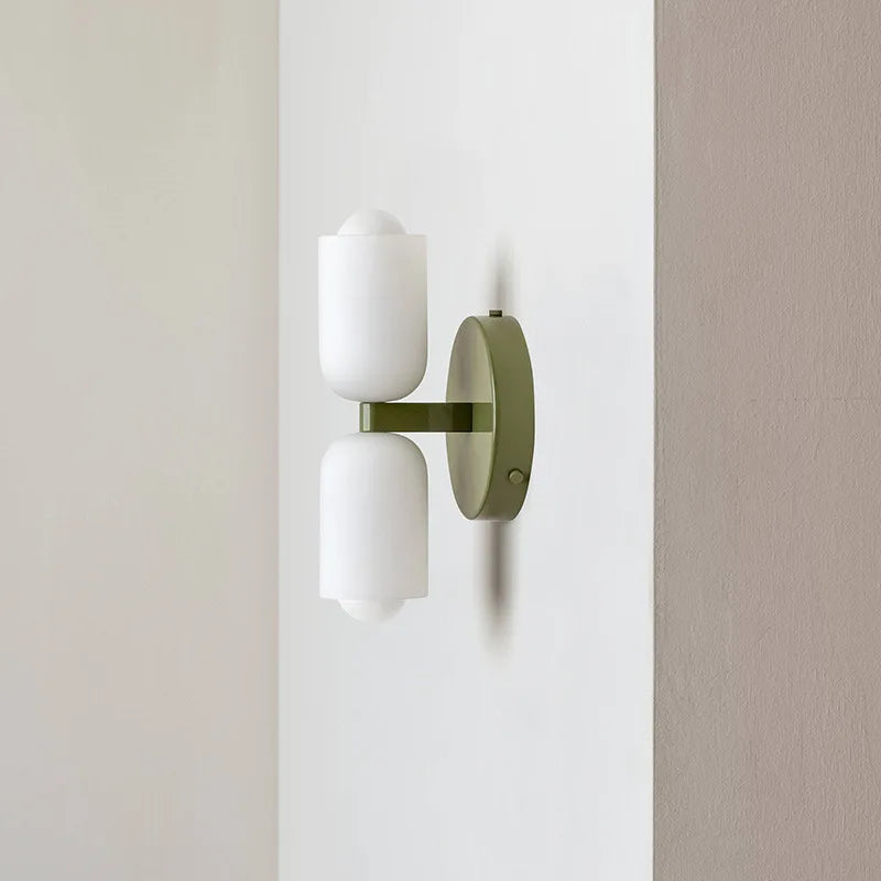 Double Headed French Cream Wind Wall Lamp, Bedroom Living Room Master Light, High Grade Medieval Glass Staircase Lamp
