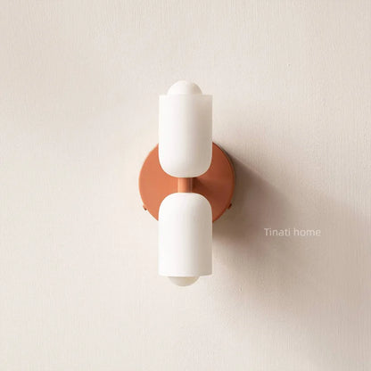 Double Headed French Cream Wind Wall Lamp, Bedroom Living Room Master Light, High Grade Medieval Glass Staircase Lamp